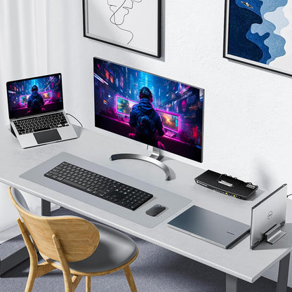 Waterproof Mouse Pad with Durable Stitched Edge, Gaming Keyboard, Non-Slip Rubber Base Mouse Mat, Extended Desk Pad for Gamer, Office& Home, Gray Mousepad 3Xl(35.43"X15.74"X0.12")